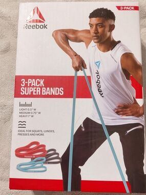 Reebok 3-Pack Super Bands - Red, Black, Light Blue
